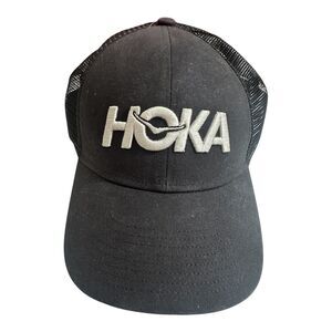 Hoka One One Hat Cap Strap Back Black Athletic Running Mens One Size Lightweight